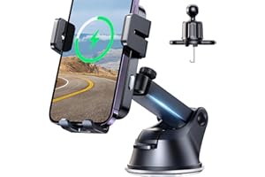 JOYROOM Wireless Car Charger,15W Qi Fast Charging Car Charger Phone Holder Mount, Auto-Clamping Alignment Windshield Dashboard Air Vent Cell Phone Holder for iPhone 16 Pro Max/15 Pro,Samsung S24/S23