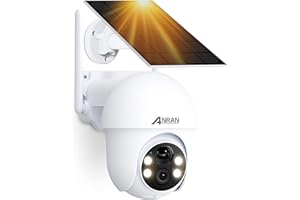 ANRAN Solar Security Camera Outdoor, 5MP Security Camera Wireless Outdoor, Battery Powered Cam 2.4G WiFi 360° View Pan Tilt, 