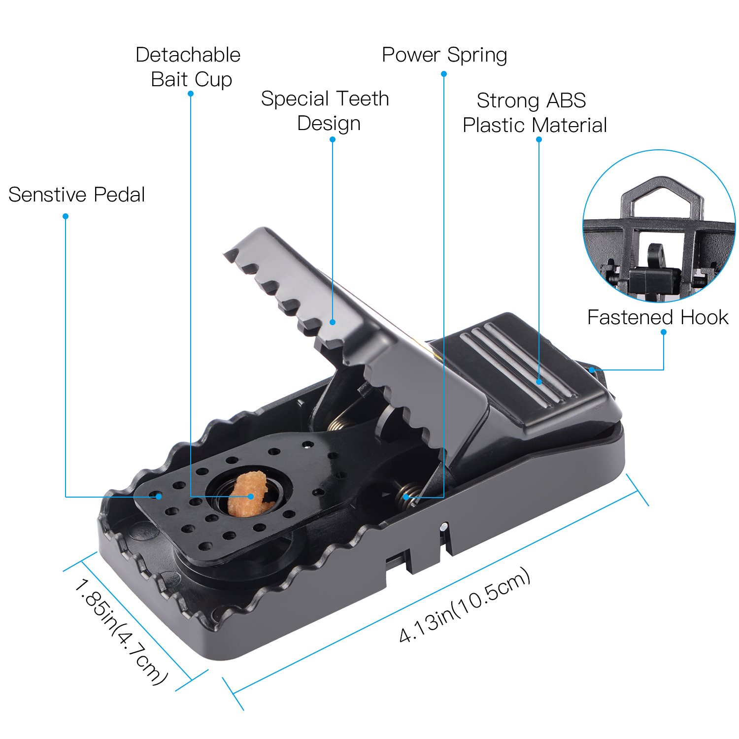 Piège à Souris, Tapette à Rat Réutilisable Souricière avec Ressort Puissant et Sensible Contrôle des Rats Efficace (Lot de 6)