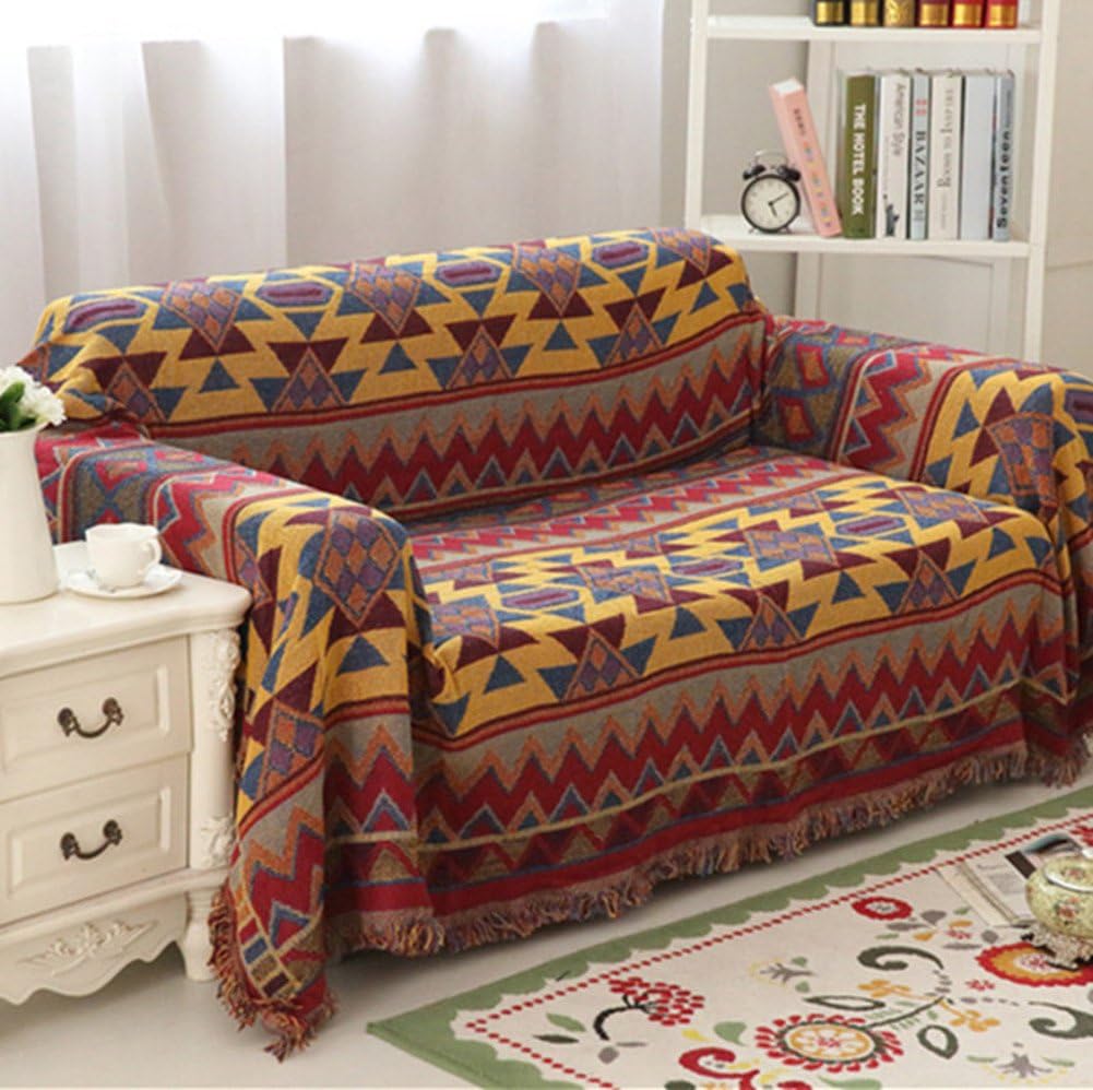 Amazon Com Zone Bohemian Sofa Blanket For Pets Sofa Throw 1 Piece Decorative Knitted Cotton Couch Sofa Cover Protector C 130x180cm 51x71inch Home Kitchen