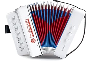 MUSICUBE Kids Accordion Instrument Toys 10 Keys Button Small Accordion for Boys & Girls Educational Musical Instrument Toys Christmas Gift Choice (WHITE)