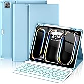 for iPad Pro 13 Inch (M4) 2024 Case with Keyboard, Magnetic Detachable - 7 Color Backlit Keyboard Case for iPad Pro 13 (M4), Rechargeable Wireless Keyboard Cover with Pencil Holder (Blue)