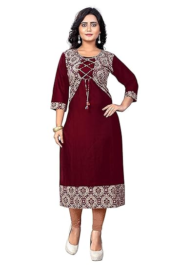 Navabi Export Womens Rayon Fabrics A-Line Kurti (VF-KU-126)
