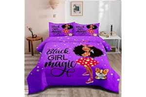 GRAT TIOC African American Black Girl Comforter Sets Twin, Black Girl Magic Bedding Set,Princess Comforter Set,Bed Set for Kids Teens