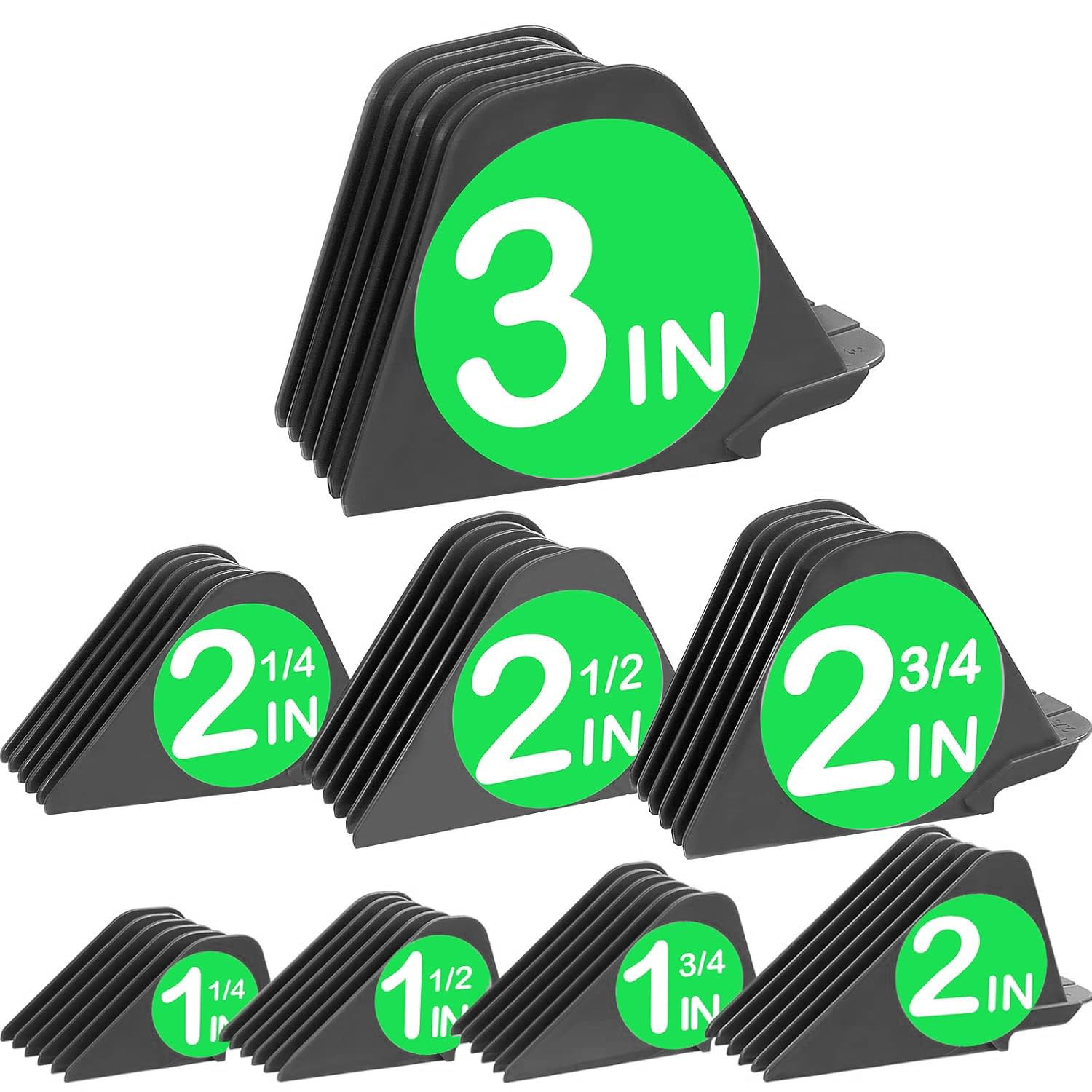 Photo 1 of 3 Inch Hair Clipper Combs Guides, Hair Clipper Guards 1 & 1/4" 1 & 1/2" 2", Mega NO.16 NO.12 NO.10 fits for most Wahl Clippers (Deep Gray, 8pcs Mega Set)