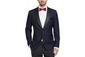 YND Men's Floral Tuxedo Suit Jacket, Slim Fit Paisley Blazer, Shawl Lapel with Bow Tie for Party Prom Wedding Dinner
