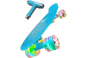 D DELEVEN Deleven 22" Skateboard with Skate Tool, ABEC 7 Bearings - Mini Skateboard Cruiser for Kids Beginners Adults Boys & Girls