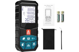 LYTOOL Laser Measure, Laser Measurement Tool, Digital Laser Distance Meter with Real-Time Angle, M/in/Ft Unit Switching Backlit LCD and Pythagorean Mode, Measure Distance, Area and Volume