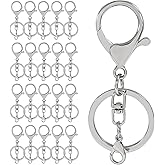 VDAMZVO 20Pcs Lobster Claw Clasps, Swivel Hooks Flat Split Keychain Rings, Little Lobster Clasp for DIY Craft/Jewelry Makin (Silver)