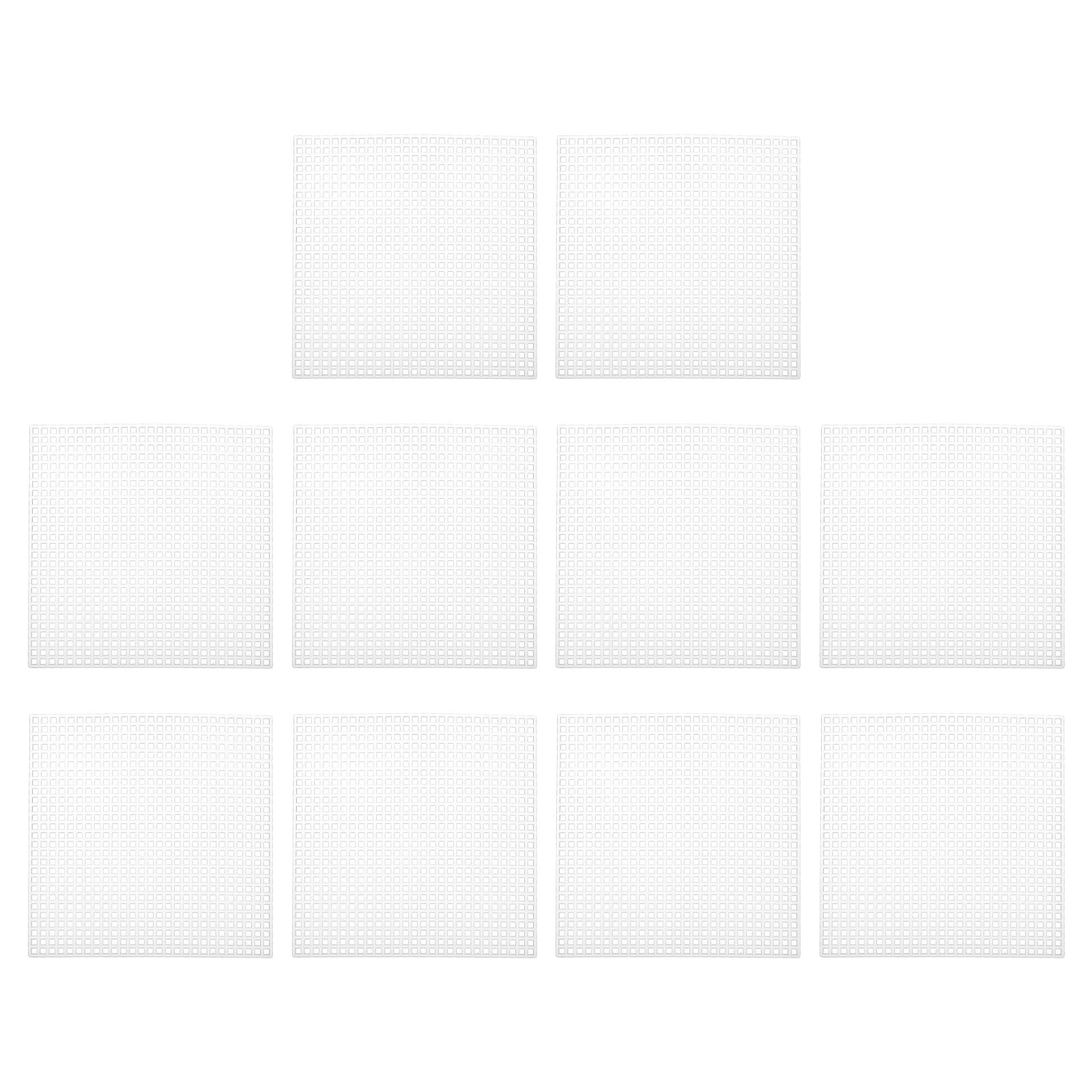 PATIKIL Plastic Mesh Canvas Sheets,10Pcs 4 x 4inch Cross Needlework Blank Yarn Crafting for Embroidery DIY Bookmarks Cup Mats, White, Square