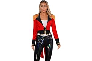 Lorilida Women Ringmaster Circus Tailcoat Double-Breasted Jacket Coat Halloween Cosplay Outerwear