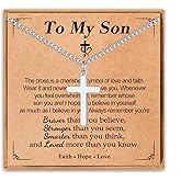 YBISNAIRE Christmas Christian Gifts for Men Boys, Stainless Steel Cross Necklace for Son Grandson Nephew Brother Friend Easter Baptism Graduation Gift