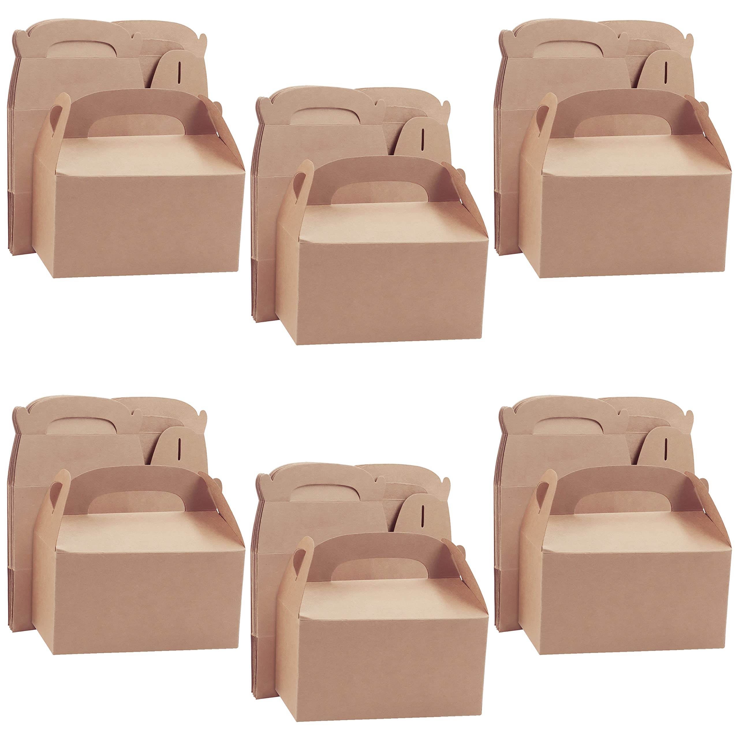 Belle Vous 24 Pack Party Treat Favour Gift Boxes - 14 x 6 x 11cm / 5.51 x 2.36 x 4.33 inches- Plain Loot Goodie Gable Bags for Kids Birthdays, Food, Baby Shower & Weddings (Brown)