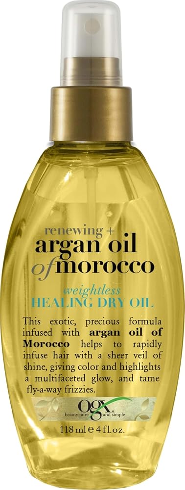 OGX Renewing + Argan Oil of Morocco Weightless Healing Dry Oil Spray, Lightweight Hair Oil Mist for Split Ends, Frizzy Hair a