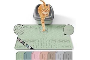 OHMO Cat Litter Mat 60x40cm Sage Green Premium Silicone Rubber, Easy Clean Waterproof Kitty Under Box Trapping Mat, Keep The 