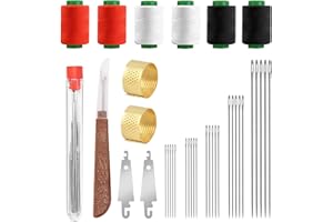 37Pcs Big Eye Steel Sewing Needles Kit, Include 25 Steel Needles, 1 Seam Sewing Thread Ripper, 2 Needle Threaders, 6 Threads,