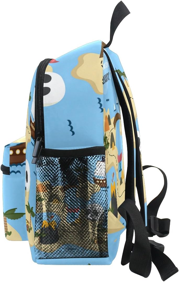 ISAOA Pirate Treasure Map with Skull and Boat Kids Backpack for Kindergarten Toddler Bag with Chest Clip,Nursery Backpack with Chest Clip Preschool - Image 5