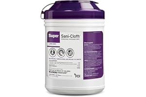 PDI Q55172 Super Sani Cloth Germicidal Disinfecting Wipes, Large 6" x 6-3/4", 160 Wipes (Case of 12 Canisters)