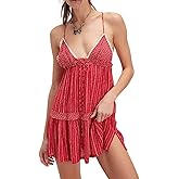 Women Boho Floral Mini Cami Dress Spaghetti Strap Flowy Sling Dress Graphic Backless Summer Holiday Sundress