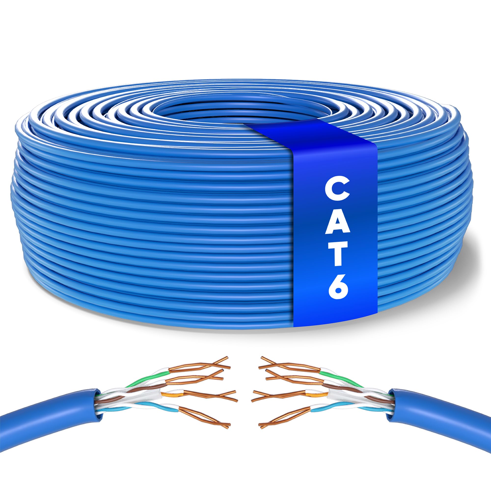 Mr. Tronic Bulk Cat 6 Ethernet Cable 100m, High Speed LAN Ethernet Network Cable, 100m Bulk Cat6 Internet 1 Gbps, 250 MHz, ADSL AWG24, UTP CCA (100 Meters, Blue)