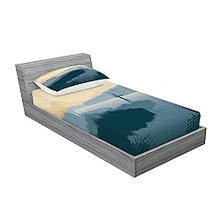 Lunarable Fishing Fitted Sheet & Pillow Sham