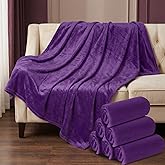 Preboun 6 Pcs 50" x 60" Purple Soft Fuzzy Fleece Throw Blanket Bulk Blankets for Homeless 285 GSM Micro Plush Flannel Throw for Bedroom Dorm Spa Travel Donation(Purple)