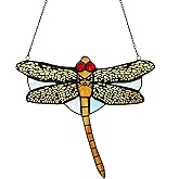 Yaloyi Dragonfly Stained Glass Window Hangings Tiffany Style Suncatcher for Window Ornament 8.9" x 7.9"