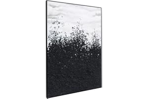 Zessonic Black and White Abstract Wall Art Painting 28 x 40 Inch 3D Black Sand Particle on Canvas Hand Painting for Bedroom, Living Room, Office Modern Decor, Ready to Hang…