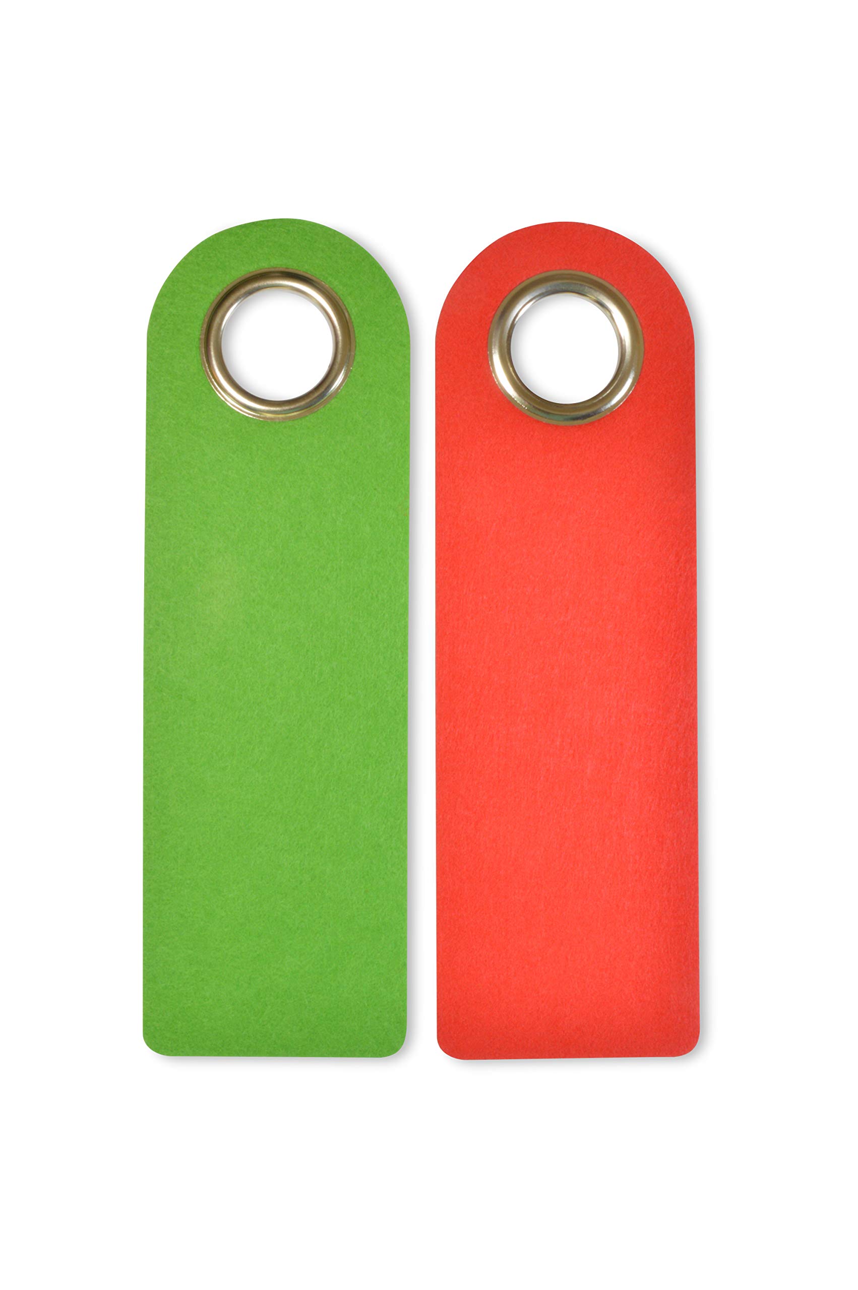 2 NEUTRAL GREEN & RED vacant/occupied door signs made of felt - Metal protection ring - Green & Red side - Ideal for bathrooms, bedrooms, offices and more - Do not disturb sign