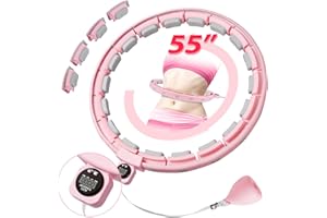 Humixx Infinity Hoop for Adult Weight Loss, 2 in 1 Smart Fitness Hoop with Counter & Detachable Knots, Weighted Exercise Fit Hoop Suitable for Women and Kids, Pink