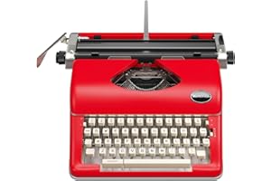 Red Vintage Typewriter for a Nostalgic Flow - Manual Typewriter Portable Model for Remote Writing Locations - Sleek & Durable
