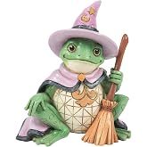 Enesco Jim Shore Heartwood Creek Halloween Collection Frog Dressed as a Witch Miniature Figurine- Stone Resin Hand Painted Crafted Collectible Halloween Mini Figurines Home Decor Statue, 3.43 Inch