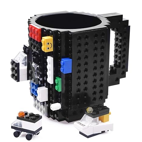 KYONNE Build on Brick Tasse, Becher zur Junge oder Männer, Weihnachten Geschenk Idee (Schwarz)