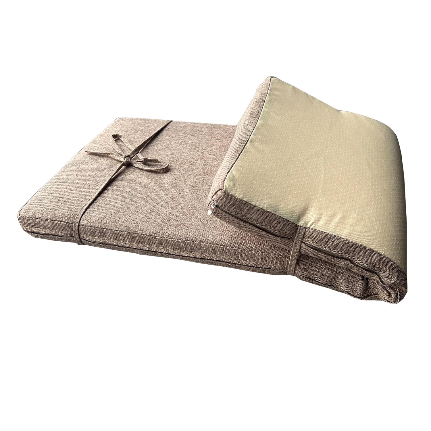 Photo 1 of 48 x 12 Inch Piano Bench Cushions for Indoor Furniture with Ties Non Slip Kitchen Dining Room Bench seat Cushion for Shoe Storage Ottoman Window Settee pad, Khaki