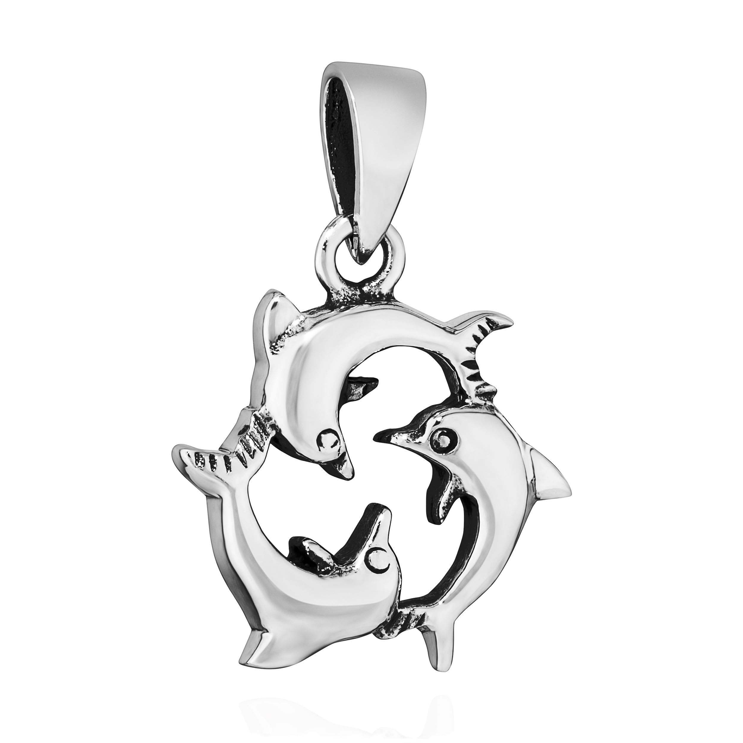 NKlaus Original 925 Sterling Silver Pendant 3 Dolphins 7344
