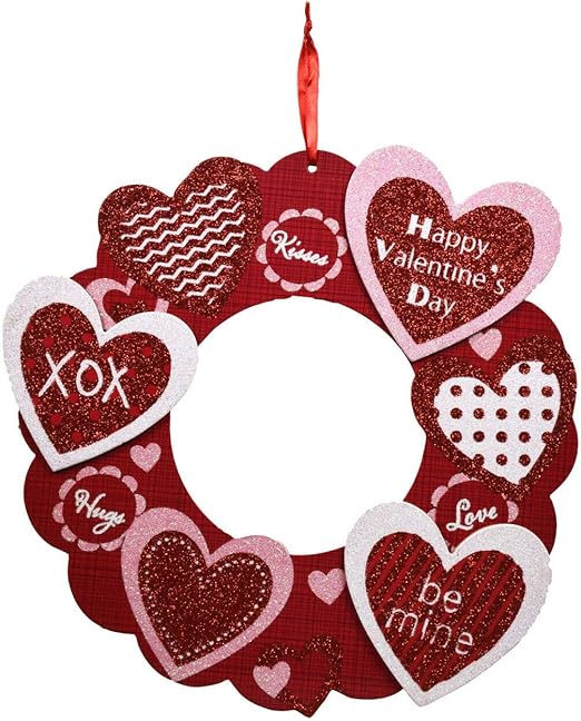 Amazon Com Heart Wreath Valentines Day Wooden Wall Hanging Love