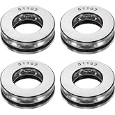 uxcell 4Pcs Thrust Ball Bearings, 15mm Bore 28mm OD 9mm Thick 51102 ABEC5 | Single Row Roller, Chrome Steel Axial Ball Bearing