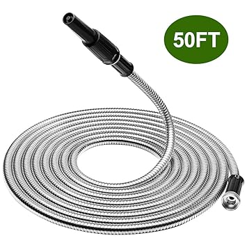 Finether Gartenschlauch Schlauch Wasserschlauch|Bewässerungsschlauch Flexibler Gartenschlauch 15m Edelstahlschlauch Flexischlauch für Gartenbewässerung Autowäsche&Haustier Reinigung