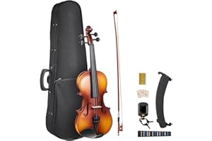 VEVOR Violin 4/4 Full Size for Adults, Violin Fiddle Set for Beginners with Hard Case, Rosin, Bow, Shoulder Rest, Bridge, Tuner and Extra Strings, Professional Musical Instruments for Student