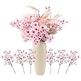 hhdatc 6-Pack 16" Pink Silk Cherry Blossom Branches Flores artificiales para decoracion for Spring Decor Japanese Garden Weddings Home Bedroom Table Centerpieces & Party Decor