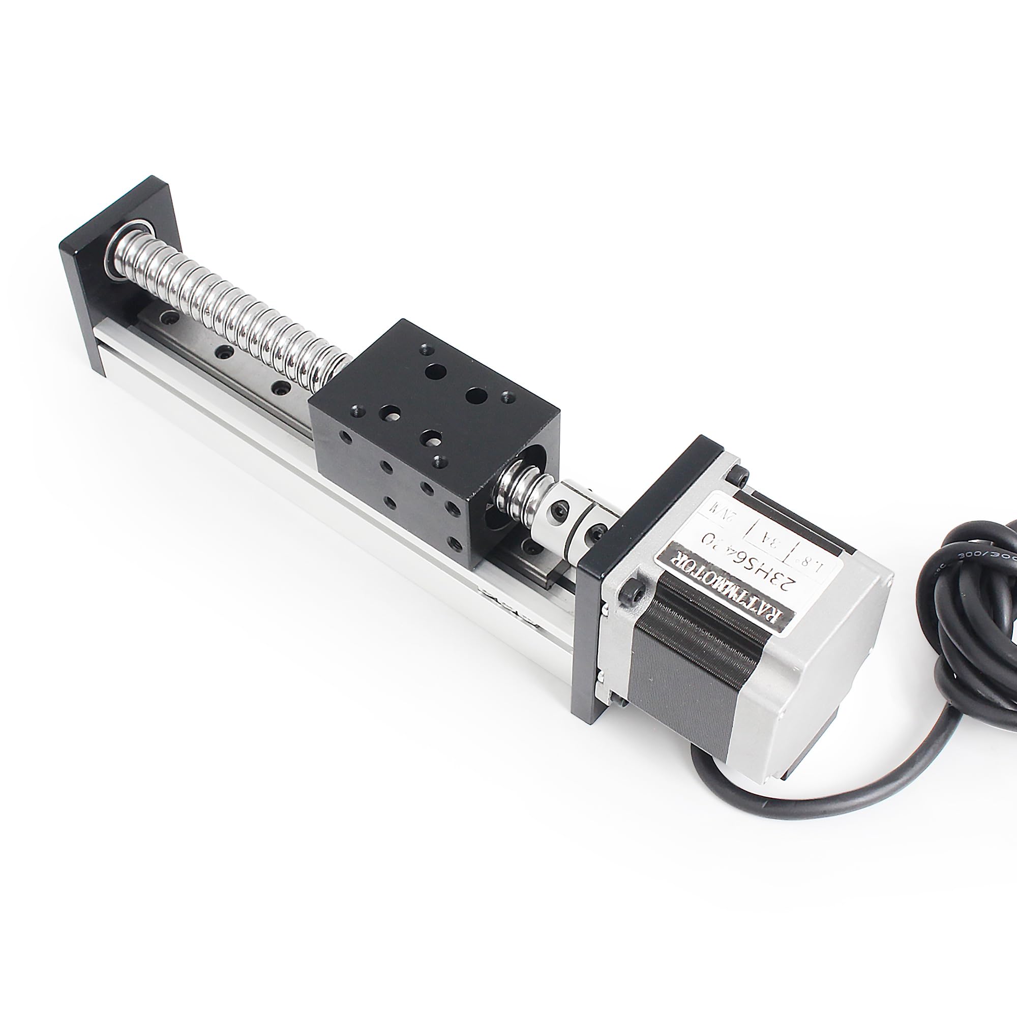 RATTMMOTOR CNC Linear Guide Rail, 100 mm Travel Length Linear Slide Table Linear Motion Stage Drive SFU1605 Ball Screw with NEMA23 Stepper Motor