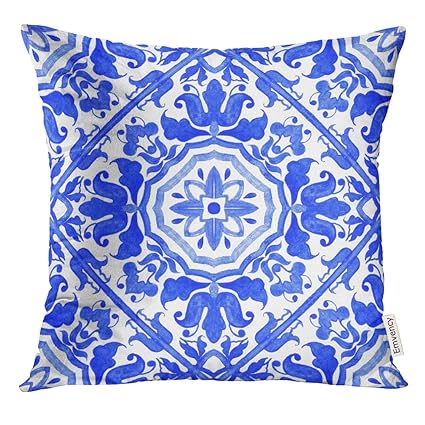 Amazon Com Upoos Throw Pillow Cover Portuguese Azulejo Tiles Blue