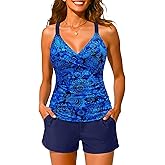 Women Underwire Tankini Swimsuit with Shorts - Two Piece Tummy Control Bathing Suit 2025 Swimwear with Pockets