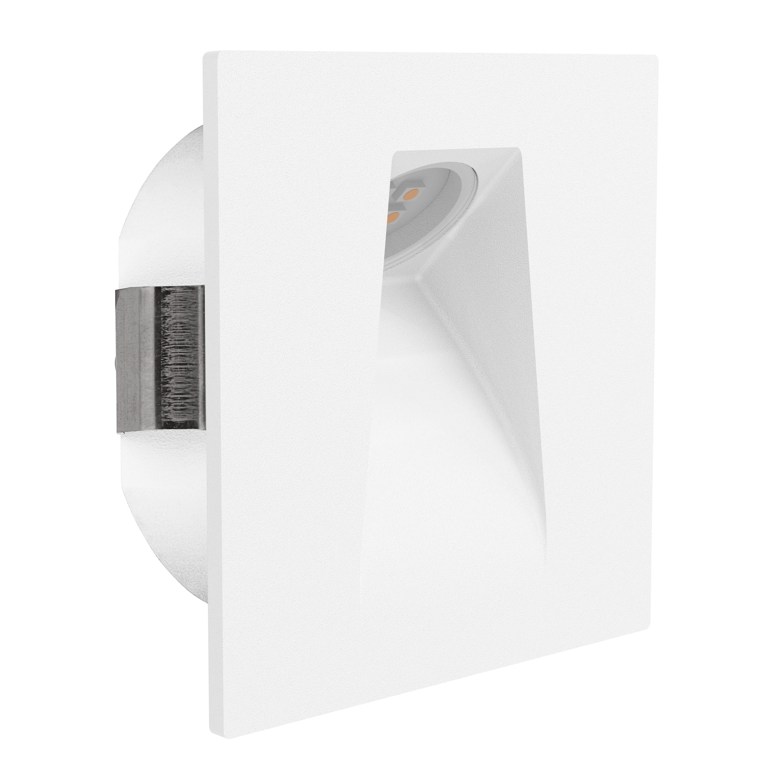 Eglo Recessed spot Light Mecinos, LED Spotlight for Stairs, White Metal wall lamp, Warm White Lighting, 3.1 inches
