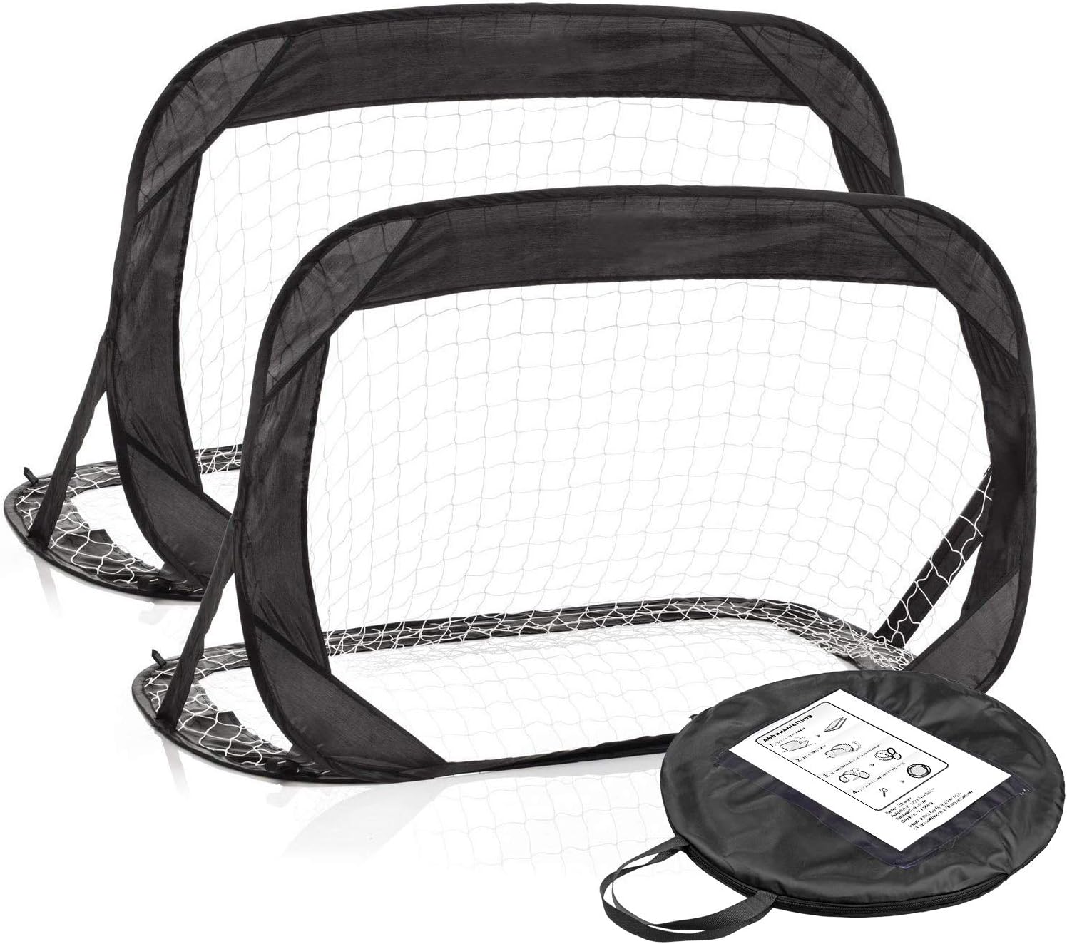 Mini football pop up goal set for garden, 2 pieces, 120 cm x 80 cm x 80 cm