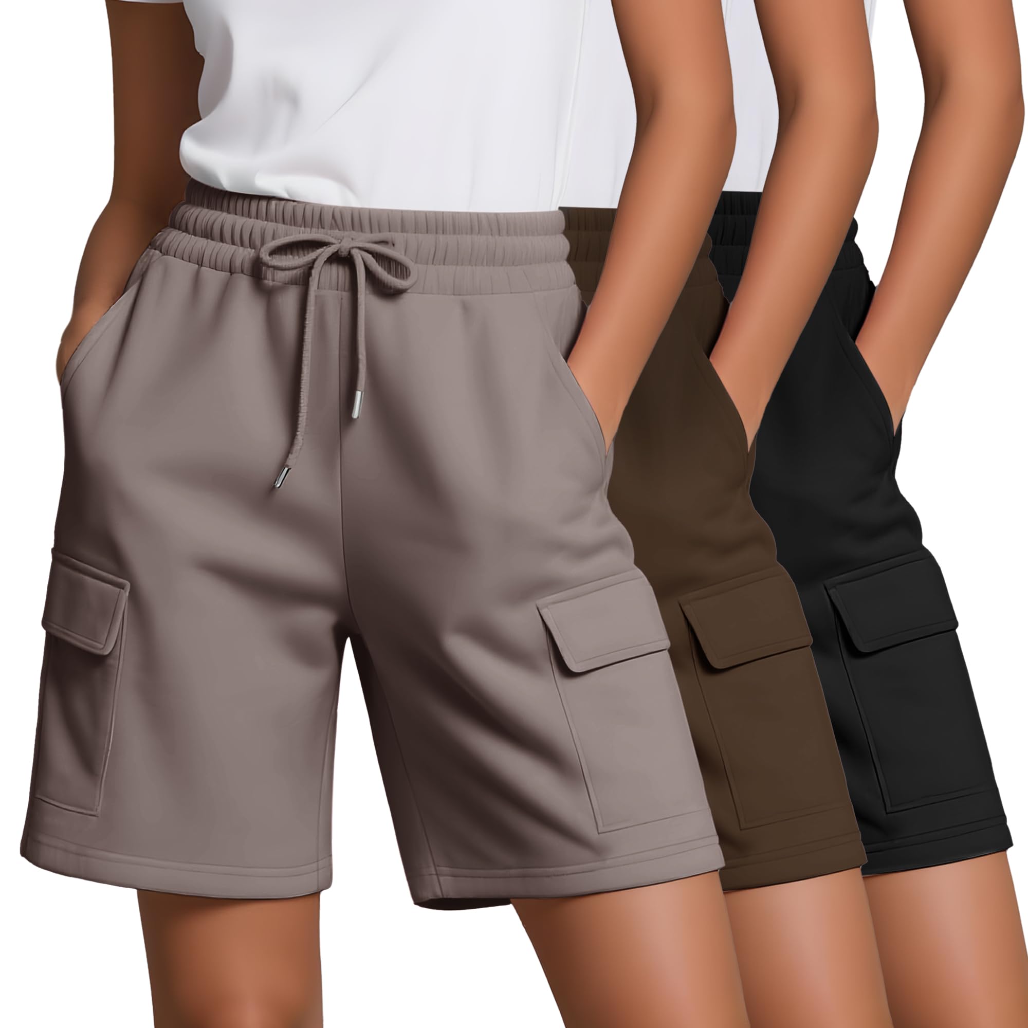 Neer 3 Pack Women's Bermuda Shorts, Jogger Yoga Sweat Walking Short - View #2