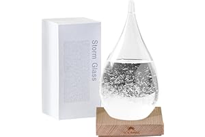 YOOMINI Storm Glass Weather Predictor - Weather Forecaster Station with Wooden Base for Home and Office Decor, Snow Globe Barometer, Creative Christmas Gift for Men and Women