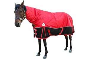 XUANNIAO Horse Care Blanket Winter 1680D Premium Turnout Horse Blanket,Medium Weight Waterproof Blanket with Turnout Neck Cover Detachable (US 72 in(EU 135 cm))