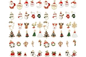 Bskifnn 60pcs Charms for Jewelry Making Christmas DIY Craft Supplies for Necklace Bracelet Making Clothes Earring and More