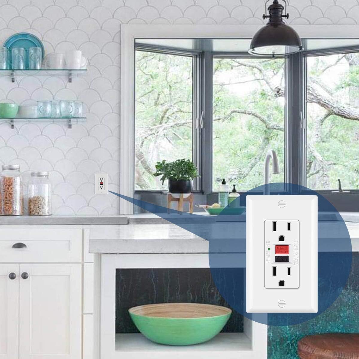 UNIELE 15A GFCI Outlet, Non-Tamper-Resistant Slim GFI Receptacle with LED Indicator, Self-Test Ground Fault Circuit Interrupter with Wall Plate, UL Listed, White (12 Pack): Industrial & Scientific